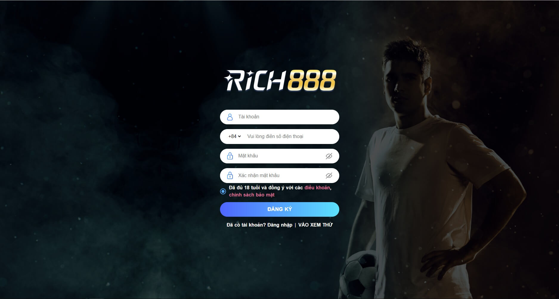 Hướng dẫn đăng ký và đăng nhập tài khoản tại Rich888