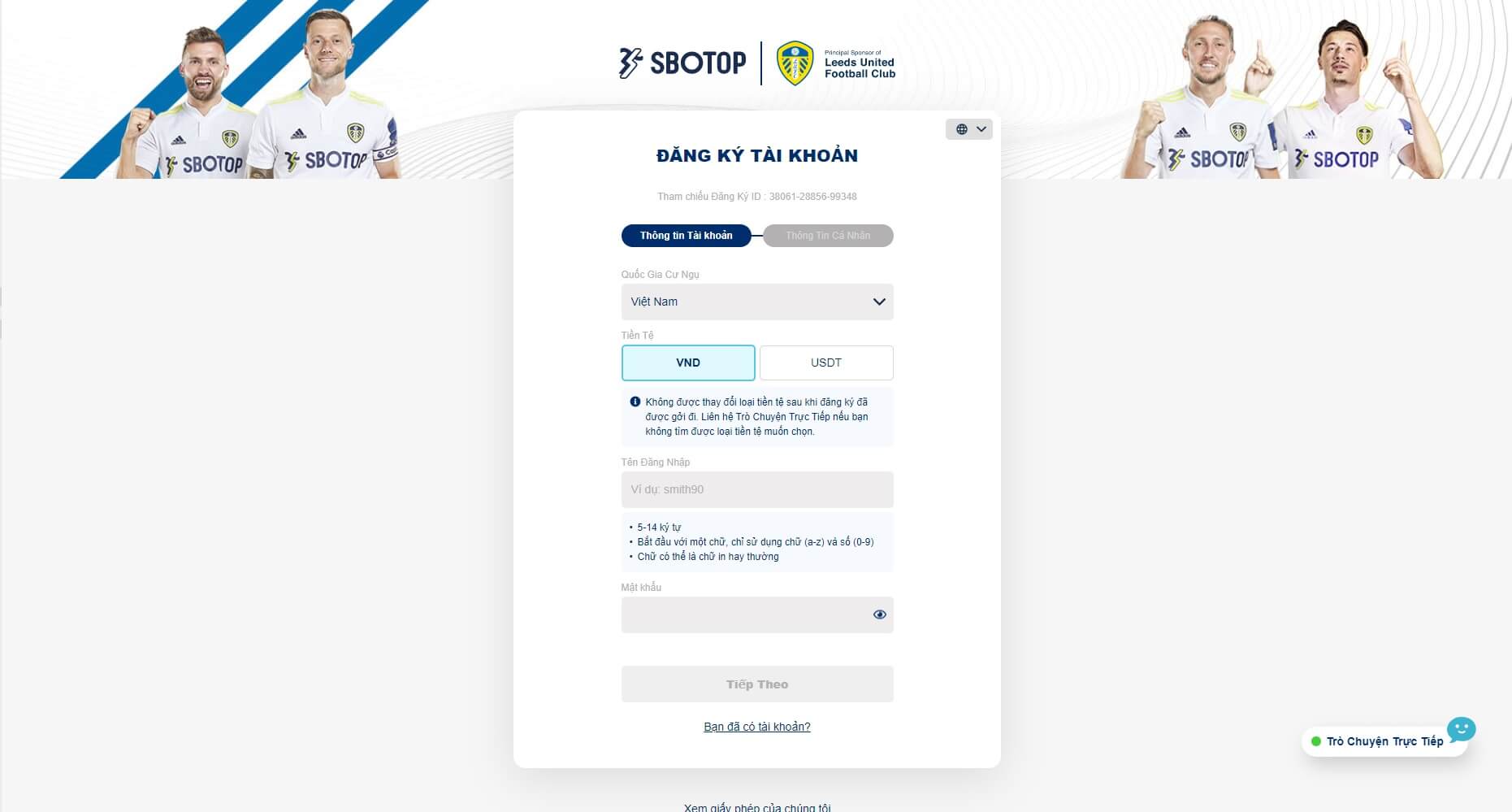 Hướng dẫn đăng ký và đăng nhập tài khoản tại Sbotop